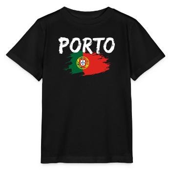 Porto Portugal Flagge - Stanley/Stella Kinder T-Shirt MINI CREATOR  - Schwarz - Vorne - Mikhail (115cm)