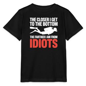 Plongée en bas : Plus proche plus loin des idiots - T-shirt bio MINI CREATOR Stanley/Stella Enfant - noir - Devant - Mikhail (115cm)