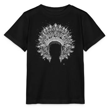 Magnificent feather headdress – detailed artwork - Stanley/Stella MINI CREATOR Kids’ T-Shirt - black - Front - Mikhail (115cm)