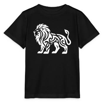Lion avec un tatouage en crinière sauvage - T-shirt bio MINI CREATOR Stanley/Stella Enfant - noir - Devant - Mikhail (115cm)