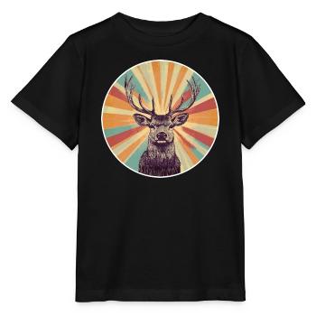 Rentier Hirsch Geweih Reindeer Vintage - Stanley/Stella Kinder T-Shirt MINI CREATOR  - Schwarz - Vorne - Mikhail (115cm)
