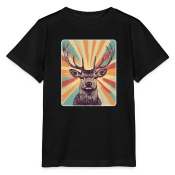 Rentier Hirsch Geweih Reindeer Vintage - Stanley/Stella Kinder T-Shirt MINI CREATOR  - Schwarz - Vorne - Mikhail (115cm)