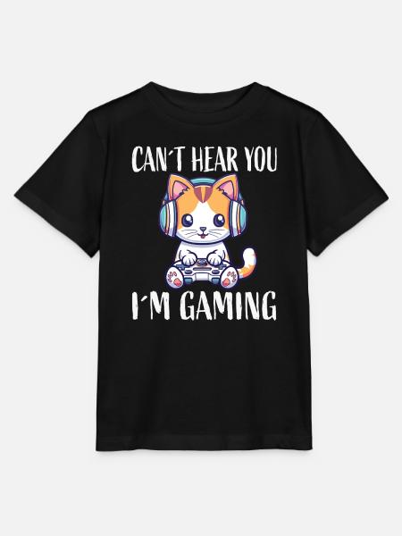 Kätzchen mit Headset beim Gaming - Stanley/Stella Kinder T-Shirt MINI CREATOR - Schwarz