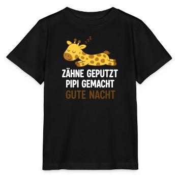 Sleeping Giraffe Good Night - Stanley/Stella MINI CREATOR Kids’ T-Shirt - black - Front - Mikhail (115cm)