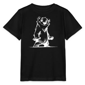 Zeichentrick Bär coole Ausstrahlung zum Knuddeln - Stanley/Stella Kinder T-Shirt MINI CREATOR  - Schwarz - Vorne - Mikhail (115cm)