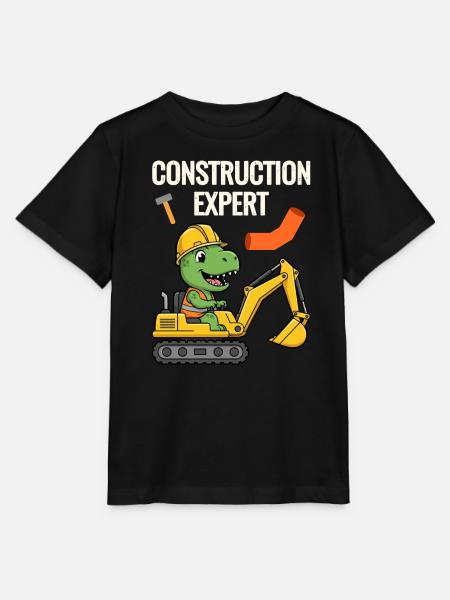 Bauarbeiter Dino - Stanley/Stella Kinder T-Shirt MINI CREATOR  - Schwarz