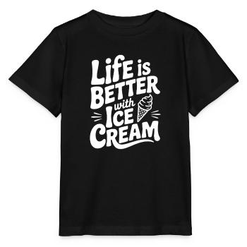 Das Leben ist besser mit Sahne - Stanley/Stella Kinder T-Shirt MINI CREATOR  - Schwarz - Vorne - Mikhail (115cm)