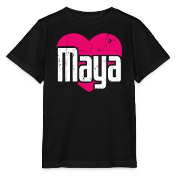 J’aime Maya Cœur Rose J’aime Maya - T-shirt bio MINI CREATOR Stanley/Stella Enfant - noir - Devant - Mikhail (115cm)
