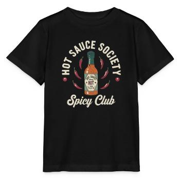 Société de la Sauce Piquante – Club Épicé - T-shirt bio MINI CREATOR Stanley/Stella Enfant - noir - Devant - Mikhail (115cm)