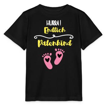Hurra Endlich Patenkind Mädchen Patin Patenkinder  - Stanley/Stella Kinder T-Shirt MINI CREATOR  - Schwarz - Vorne - Mikhail (115cm)