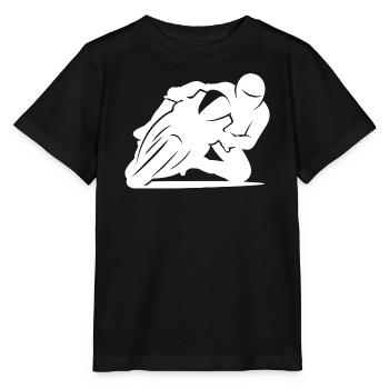 Silhouette minimaliste de moto de course - T-shirt bio MINI CREATOR Stanley/Stella Enfant - noir - Devant - Mikhail (115cm)