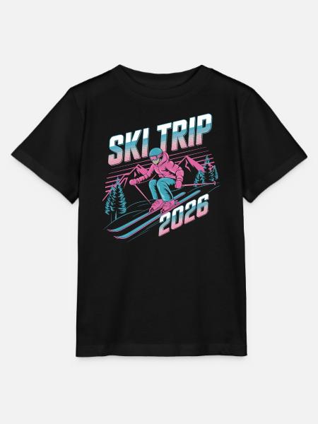 Ski Travel 2026 Neon Retro - Stanley/Stella Kinder T-Shirt MINI CREATOR - Schwarz