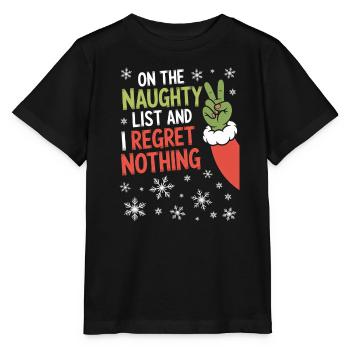 Naughty List I Regret Nothing - Stanley/Stella MINI CREATOR Kids’ T-Shirt - black - Front - Mikhail (115cm)