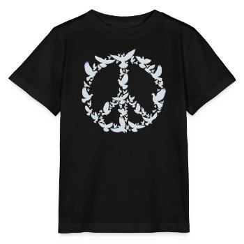 Colombes de la Paix dans le design du symbole de la Paix - T-shirt bio MINI CREATOR Stanley/Stella Enfant - noir - Devant - Mikhail (115cm)