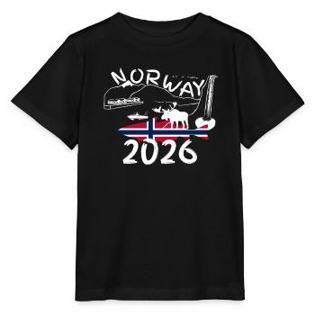 Norvège 2026 Pollack avec la pêche aux montagnes et à l’orignal - T-shirt bio MINI CREATOR Stanley/Stella Enfant - noir - Devant - Mikhail (115cm)