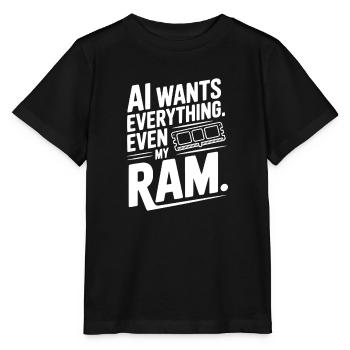 KI will alles. Sogar mein RAM. - Stanley/Stella Kinder T-Shirt MINI CREATOR  - Schwarz - Vorne - Mikhail (115cm)