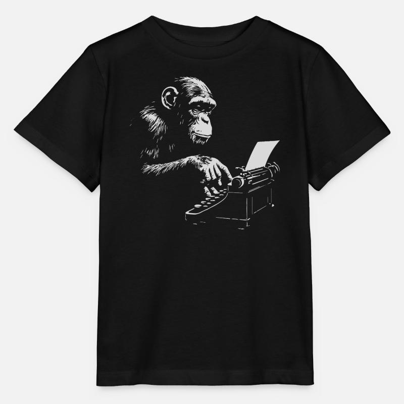Chimp Typist Imprimé rétro - T-shirt bio MINI CREATOR Stanley/Stella Enfant - noir