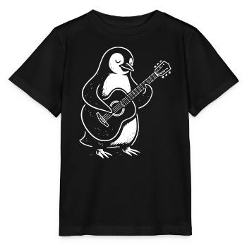 Penguin Guitar Serenade - Stanley/Stella MINI CREATOR Kids’ T-Shirt - black - Front - Mikhail (115cm)