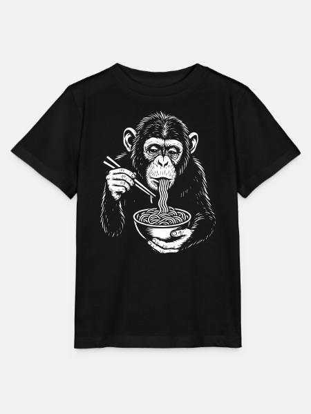Illustration der Schimpansen-Nudelschale - Stanley/Stella Kinder T-Shirt MINI CREATOR  - Schwarz