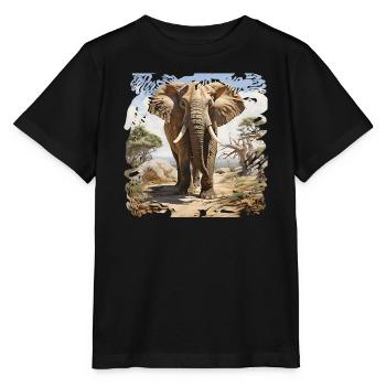 Savannen Elefant im Aquarellstil - Stanley/Stella Kinder T-Shirt MINI CREATOR  - Schwarz - Vorne - Mikhail (115cm)