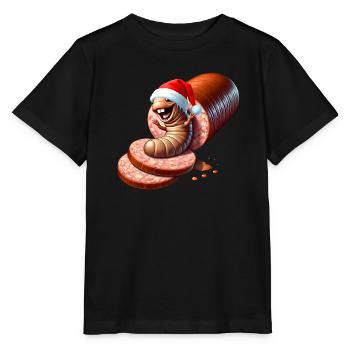 Salami Made Santa Karikatur - Stanley/Stella Kinder T-Shirt MINI CREATOR  - Schwarz - Vorne - Mikhail (115cm)
