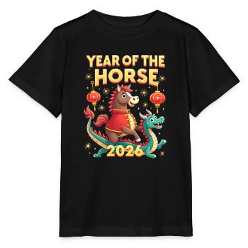 Nouvel An chinois du cheval 2026 - T-shirt bio MINI CREATOR Stanley/Stella Enfant - noir - Devant - Mikhail (115cm)