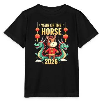 Nouvel An chinois du cheval 2026 - T-shirt bio MINI CREATOR Stanley/Stella Enfant - noir - Devant - Mikhail (115cm)