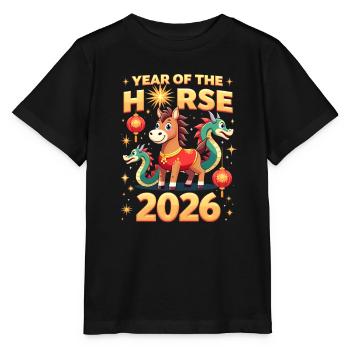 Nouvel An chinois du cheval 2026 - T-shirt bio MINI CREATOR Stanley/Stella Enfant - noir - Devant - Mikhail (115cm)