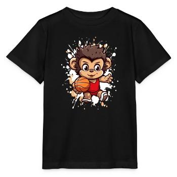 Basketball Affe Streetball - Stanley/Stella Kinder T-Shirt MINI CREATOR  - Schwarz - Vorne - Mikhail (115cm)