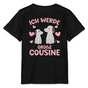 Große Cousine verkünden Hunde Welpen Ich werde - Stanley/Stella Kinder T-Shirt MINI CREATOR  - Schwarz - Vorne - Mikhail (115cm)