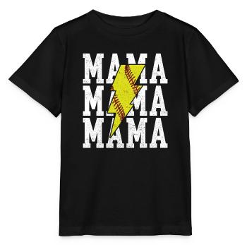 Mama Softball Vibes Game Day Spirit  - T-shirt bio MINI CREATOR Stanley/Stella Enfant - noir - Devant - Mikhail (115cm)