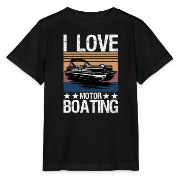 J’adore le bateau à moteur, le bateau drôle - T-shirt bio MINI CREATOR Stanley/Stella Enfant - noir - Devant - Mikhail (115cm)