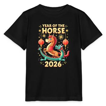 Nouvel An chinois du cheval 2026 - T-shirt bio MINI CREATOR Stanley/Stella Enfant - noir - Devant - Mikhail (115cm)