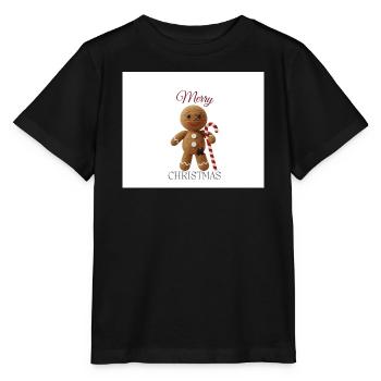 Bonhomme en pain d’épices avec canne de sucre d’orge - T-shirt bio MINI CREATOR Stanley/Stella Enfant - noir - Devant - Mikhail (115cm)