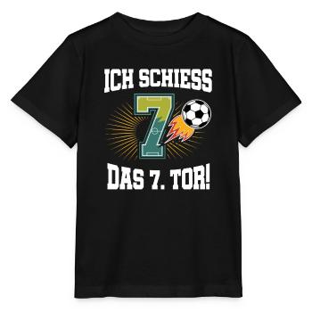 Ich Schiess 7. Tor Lustig 7. Geburtstag Fußball - Stanley/Stella Kinder T-Shirt MINI CREATOR  - Schwarz - Vorne - Mikhail (115cm)
