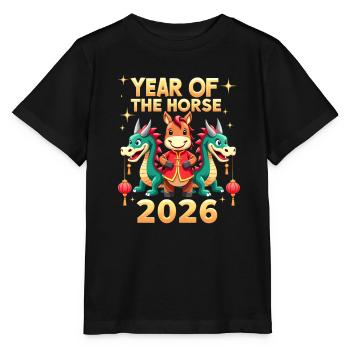 Nouvel An chinois du cheval 2026 - T-shirt bio MINI CREATOR Stanley/Stella Enfant - noir - Devant - Mikhail (115cm)