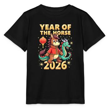 Nouvel An chinois du cheval 2026 - T-shirt bio MINI CREATOR Stanley/Stella Enfant - noir - Devant - Mikhail (115cm)