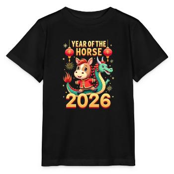 Nouvel An chinois du cheval 2026 - T-shirt bio MINI CREATOR Stanley/Stella Enfant - noir - Devant - Mikhail (115cm)