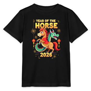 Nouvel An chinois du cheval 2026 - T-shirt bio MINI CREATOR Stanley/Stella Enfant - noir - Devant - Mikhail (115cm)