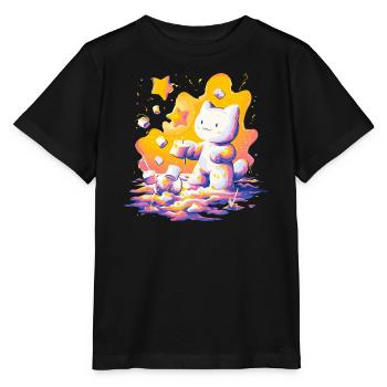 Katzen-Kosmos Neon-Palette - Stanley/Stella Kinder T-Shirt MINI CREATOR  - Schwarz - Vorne - Mikhail (115cm)