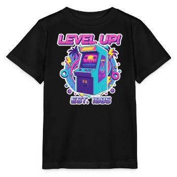 Level Up 1985 – Retro Arcade Automat Design - Stanley/Stella Kinder T-Shirt MINI CREATOR  - Schwarz - Vorne - Mikhail (115cm)