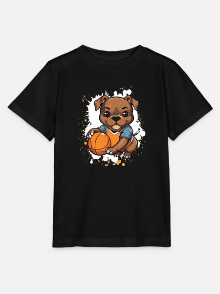Basketballhund im Comicstil - Stanley/Stella Kinder T-Shirt MINI CREATOR - Schwarz