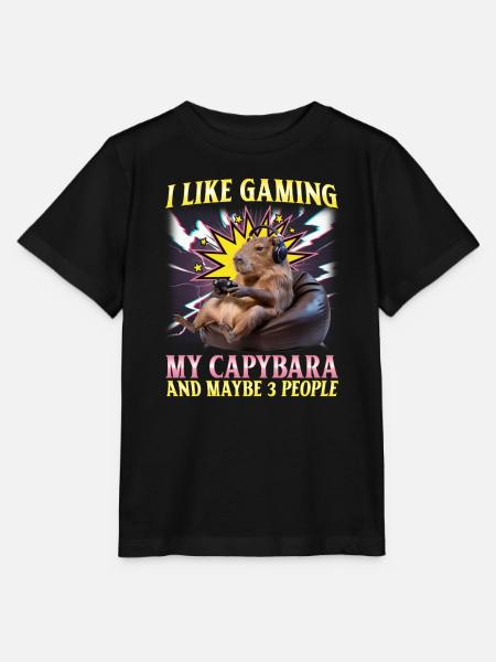 Funny Gaming Gamer Capybara - Stanley/Stella Kinder T-Shirt MINI CREATOR - Schwarz