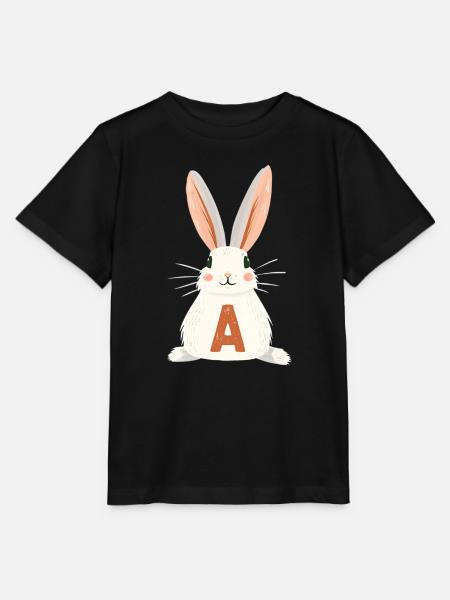A -Buchstabe - Hase - Personalisierbar - Stanley/Stella Kinder T-Shirt MINI CREATOR - Schwarz