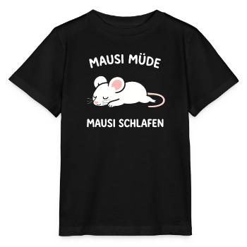 Mausi müde - Mausi schlafen | Süße Maus - Stanley/Stella Kinder T-Shirt MINI CREATOR  - Schwarz - Vorne - Mikhail (115cm)