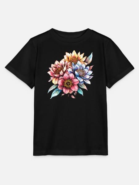 Wasserfarbene Blütenbouquet - Stanley/Stella Kinder T-Shirt MINI CREATOR  - Schwarz