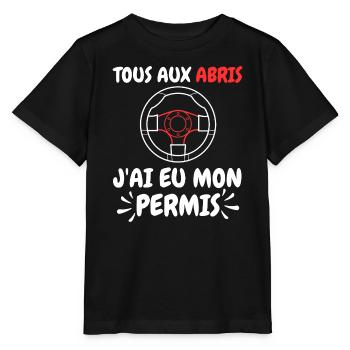 Jeune conducteur Tous aux abris J'Ai EU Mon permis - T-shirt bio MINI CREATOR Stanley/Stella Enfant - noir - Devant - Mikhail (115cm)