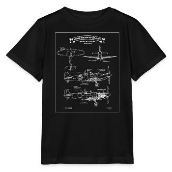 Spitfire Aviation Blueprint Vintage-Flugzeuge - Stanley/Stella Kinder T-Shirt MINI CREATOR  - Schwarz - Vorne - Mikhail (115cm)