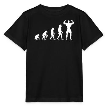 Evolution vom Urmenschen zum Muskelprotz - Stanley/Stella Kinder T-Shirt MINI CREATOR  - Schwarz - Vorne - Mikhail (115cm)