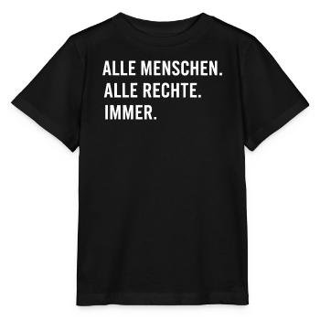 Toutes les personnes. Tous droits réservés. Toujours. - T-shirt bio MINI CREATOR Stanley/Stella Enfant - noir - Devant - Mikhail (115cm)